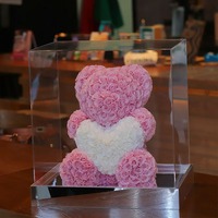 Beruang Mawar Abadi 500-520 Mawar Beruang Teddy Patung Bunga Mewah Bunga Awet Yunnan Hadiah Premium Hari Valentine Pernikahan