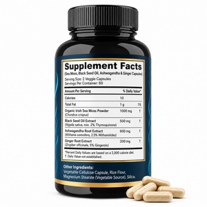 Capsules en gros sous marque privée d'Ashwagandha, Gingembre, Shilajit, Mousse de mer biologique, Huile de Nigelle, Sureau 7000mg pour le soutien immunitaire - Product Image 4