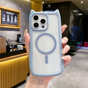 Funda de Teléfono con Orejas de Gato 3D para iPhone 16 15 Pro Max 14 13 12 Pro, Carcasa Magnética Transparente - Product Image 4
