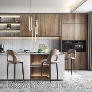 Gabinetes de fregadero de cocina de melamina en forma de L, minimalistas y modernos personalizados, muebles de cocina pequeños y completos para el hogar - Product Image 1