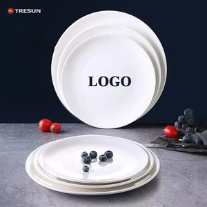 Plato de Porcelana Blanco Liso con Logotipo Personalizado, <span class=keywords><strong>Vajilla</strong></span> para Restaurante, Platos de Cerámica - Product Image 1