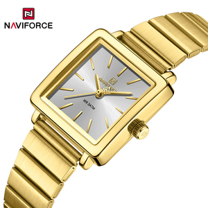 สำหรับ <span class=keywords><strong>Naviforce</strong></span> 5048นาฬิกาข้อมือแฟชั่น<span class=keywords><strong>ผู้หญิง</strong></span>, นาฬิกาข้อมือควอตซ์กันน้ำสไตล์ธุรกิจหน้าปัดดอกไม้ตัวเรือนสแตนเลส - Product Image 4