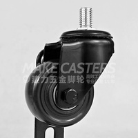 Roulettes en PP noires à usage moyen, roues à vis M10 pivotantes avec frein, roulettes de blocage 1,5 po, 2 po, 2,5 po, 3 po, 4 po, 5 po pour chariot d'usine industrielle