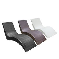 Chaise longue de plage en rotin synthétique en forme de S Origchem, imperméable, en fibre de verre, pour piscine, chaise longue en osier, pliable et découpable