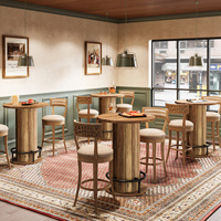 Tribesigns Table de bar ronde, table de pub bistro en bois de 39.4 pouces avec repose-pieds à anneau en métal pour salle à manger café cocktail salon