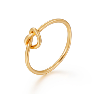 18K Rose Gold Plated 316L Stainless Steel <b>Thin</b> Band Love Knot <b>Ring</b> Hypoallergenic Minimalist Smooth Polished Stackable Women - Product Image 1