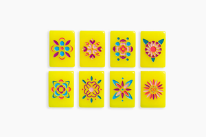 Collection Botanique Sur Mesure, Ensemble de Mahjong Américain de Luxe, 160 Tuiles Jaune Canari, Design Artistique Géométrique Moderne Gravé - Product Image 4
