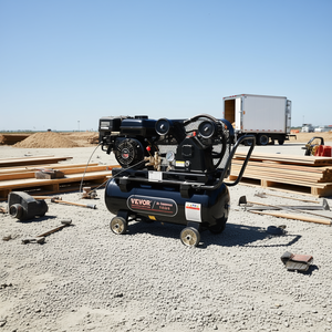 Compresor de aire horizontal a gasolina Vevor de 13.2 galones, 7 HP, 9 CFM a 115 PSI, con bomba de pistón para sitios de construcción - Product Image 2