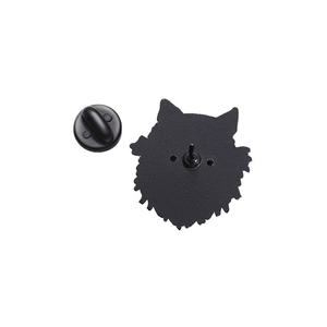 Broche de acero troquelado con cabeza de gato negro de dibujos animados lindo de Metal de Animal único creativo, logotipo de impresión personalizado, regalo para bolsas de ropa - Product Image 6