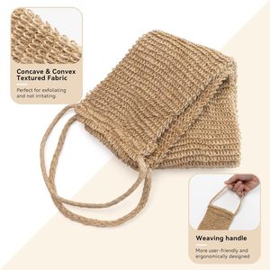 Custom Logo Double-Sided Jute Exfoliating Gloves Body Scrub Towel Shower Gloves with Handles <b>for</b> Skin Care <b>Back</b> <b>Scrubber</b> - Product Image 3