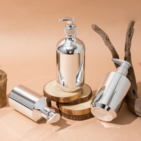 Approvisionnement d'usine 300/400/500ml argent shampooing pompe bouteille épaule galvanoplastie vide en plastique Lotions PP emballage de soins personnels