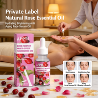 Huile Essentielle de Rose Naturelle Marque Blanche Hydratante Éclaircissante Anti-Âge Sérum Visage Huileux Logo Personnalisé Faible MOQ