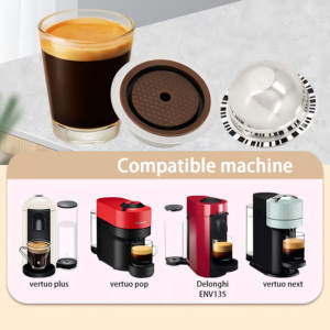 Capsules réutilisables compatibles avec <span class=keywords><strong>Nespresso</strong></span> Vertuo Plus/Vertuo Next/Vertuo <span class=keywords><strong>POP</strong></span>, dosettes rechargeables en acier inoxydable - Product Image 3