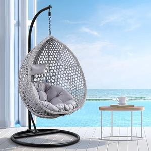 Silla columpio colgante de mimbre con soporte hamaca colgante de mimbre con tapicería adecuada para dormitorio terraza exterior balcón - Product Image 4