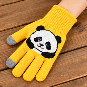 2025 New Wholesale Custom Jacquard Knitted <strong>Panda</strong>/Animal Logo Touchscreen Cotton/Acrylic Material Winter Warm <strong>Gloves</strong> - Product Image 4