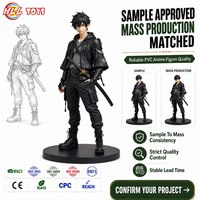 Figurine d'anime personnalisée en PVC, homme, samouraï, tenue noire, statue, figurine de collection, cadeau, CE EN71 ISO9001 OEM ODM