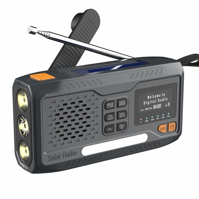 WR-6B Outdoor DAB Radio Speaker Power Bank Solar Powered Hand Crank Emergency Radio with Alarm for
