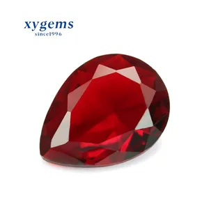High Quality Pear Shape Red Color Synthetic Glass Gem for Jewelry