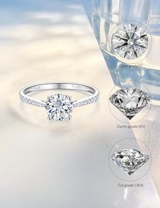 Bagues de fiançailles en diamant de laboratoire de 1 à 3 carats pour femmes, or blanc 14 carats, classique, 4 griffes, certificat IGI, coupe ronde, halo, D-E - Product Image 4