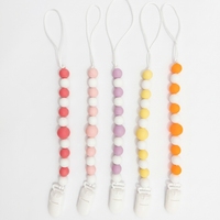 Nouvelle attache-sucette pour bébé avec perles de silicone à mâcher, support de dentition, sans BPA, anti-perte, chaîne en silicone pliable et élancée, 2-4 ans