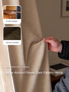 Rideau en polyester jacquard floral foncé rétro français d'Incheon, ouverture automatique par induction pour salon, bureau, chambre à coucher - Product Image 1