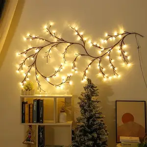 Tsinye树枝灯树带遥控144发光二极管仙女灯圣诞卧室门墙装饰4.3米室内暖灯