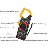 Multimeter Digital Clamp Meter dengan Jangkauan Pengukuran 60mm, 0.0-1000V, DT266 Ammeter dan Buzzer, Universal Meter