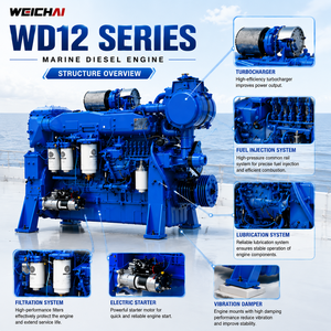 <span class=keywords><strong>Moteur</strong></span> diesel marin Weichai WD12 <span class=keywords><strong>300</strong></span>-400 <span class=keywords><strong>CV</strong></span>, <span class=keywords><strong>moteur</strong></span> 4 temps refroidi par eau, haute performance, pour bateaux de pêche et groupes électrogènes marins - Product Image 4