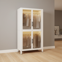 Armoire en acier moderne avec portes en polycarbonate, armoire à vêtements minimaliste en métal pour chambre à coucher, dortoir