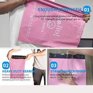 Sac d'expédition en polyéthylène auto-adhésif résistant, imperméable, avec logo Hello rouge, pour colis de courrier - Product Image 5