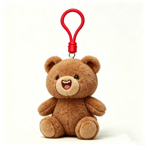 Porte-clés personnalisé en peluche d'ours brun corpulent souriant et dentu - Product Image 2