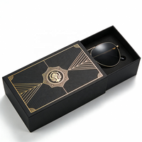 Boîte à tiroir personnalisée et boîte cadeau noire pour lunettes de soleil, boîte à tiroir en papier noir