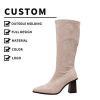 Chaussures pour femmes, nouveau Design personnalisé, talons hauts sexy de luxe, bottes longues de 7.5cm, 31cm, dessus en daim artificiel, fermeture éclair latérale, JXia00-80