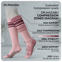 Chaussettes de yoga de luxe antidérapantes, hautes jusqu'au genou, à cinq doigts, compressives, respirantes, en coton écologique, très élastiques, pour Pilates, gym et fitness