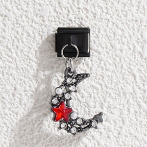 Breloques italiennes Punk Designs en acier inoxydable noir, pendentifs lune et étoile, bijoux pour bracelets à breloques - Product Image 1