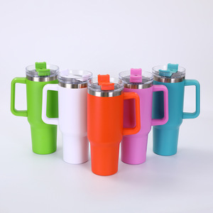 OEM 40 Oz Rhinestone Bling Stainless Steel Double Wall Vacuum Insulated Tumbler Handle Straw Leak-Proof BPA Free LED Temperature - Product Image 1