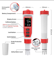 Testeur d'eau multiparamètres portable JIRS certifié CE ISO9001 RoHS, pH TDS, température automatique, rétroéclairage, IP67, pour laboratoire, aquarium, eau potable