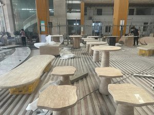 Mesa de comedor de Travertino romano personalizada y mesa de centro de lujo muebles de piedra natural para el hogar y el <span class=keywords><strong>hotel</strong></span> diseño de travertino - Product Image 4