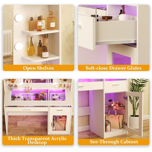 Coiffeuse de maquillage à la mode à la mode avec lumières LED à changement de couleur et musique Bluetooth pour les grossistes - Product Image 4