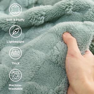 Manta de Lana a Cuadros 3D en Verde Salvia, Tejida en Poliéster, Suave y Acogedora, para Sofá, Cama, Venta al Por Mayor del Fabricante - Product Image 5
