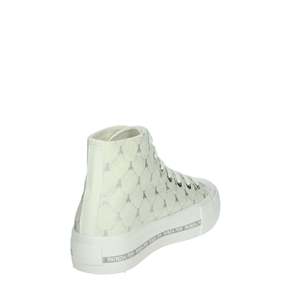 Zapatillas Deportivas para Niña Patrizia Pepe, Blancas y Plateadas, de Lona, con Caña Alta - Product Image 3