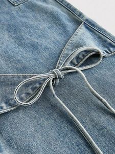 Jeans Cargo da <span class=keywords><strong>Donna</strong></span> Stile Y2K a Vita Alta, Traspiranti, Eco-Friendly, in Denim Lavato, Gamba Larga, Dritti, Sciolti, con Laccetti, per Estate e Autunno - Product Image 5
