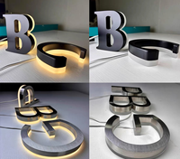 Letrero LED Personalizado para Negocios, Letras con Retroiluminación LED 3D de Acero Inoxidable Dorado Espejo, Publicidad con Logotipo, Resistente al Agua IP65