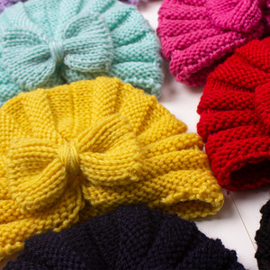 Gorros tejidos para niña, diadema de oso, <span class=keywords><strong>turbante</strong></span> infantil, accesorios para la cabeza de recién nacido, gorro de invierno, gorros cálidos, gorros para madre e hijo con lazo - Product Image 6