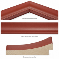 Moulure de cadre photo en pin massif 70x35mm, profil incurvé rouge brillant, moulure de cadre en bois pour peinture à l'huile, décoration de galerie