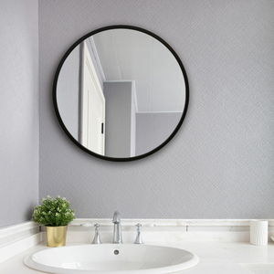 Decorative Framed Wall Solid <strong>Wooden</strong> <strong>Round</strong> Bathroom <strong>Mirror</strong> with Black Colored Frame - Product Image 6