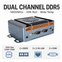 Mini PC Industrial con Doble LAN 2.5G, 2 COM, 14.ª Generación 125H 155H, 2*DDR5, Riel DIN, Amplio Rango de Temperatura, PC Integrado OEM