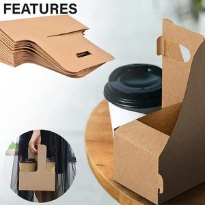 Vente en gros de gobelets en papier kraft écologiques jetables pour boissons chaudes, avec support multiple et poignée - Product Image 3