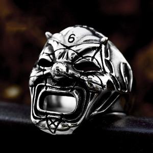 Anillos de motero para hombre estilo Hip-Hop, Anillo de calavera, Joyería y accesorios de motero gótico punk rock, Anillo de máscara de esqueleto Tengu japonés - Product Image 3