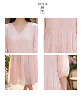 Robes d'été élégantes et légères pour femmes grandes tailles, à manches lanternes, brodées de fleurs, vente en gros